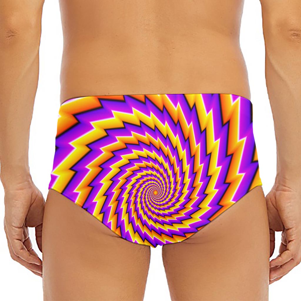 Yellow Twisted Moving Optical Illusion Men's Triangle Swim Briefs