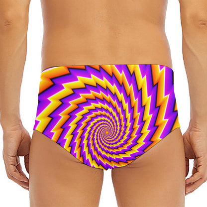 Yellow Twisted Moving Optical Illusion Men's Triangle Swim Briefs