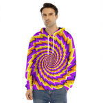 Yellow Twisted Moving Optical Illusion Men's Velvet Pullover Hoodie
