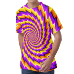 Yellow Twisted Moving Optical Illusion Men's Velvet T-Shirt