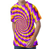 Yellow Twisted Moving Optical Illusion Men's Velvet T-Shirt