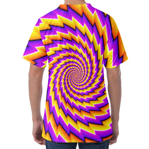 Yellow Twisted Moving Optical Illusion Men's Velvet T-Shirt