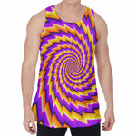 Yellow Twisted Moving Optical Illusion Men's Velvet Tank Top