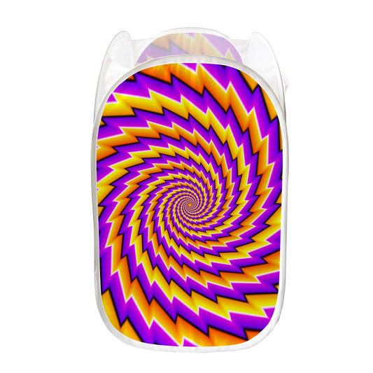 Yellow Twisted Moving Optical Illusion Mesh Laundry Hamper