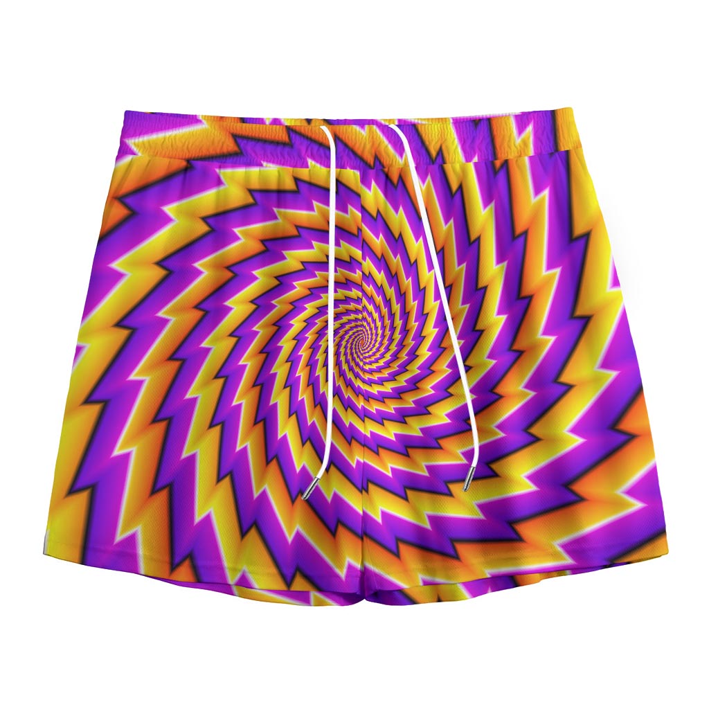 Yellow Twisted Moving Optical Illusion Mesh Shorts