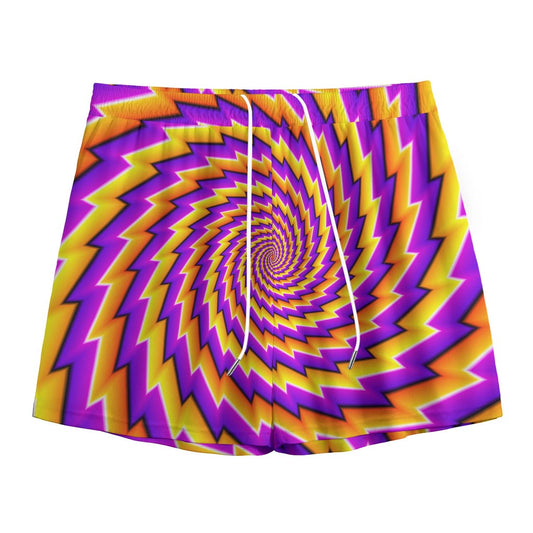 Yellow Twisted Moving Optical Illusion Mesh Shorts