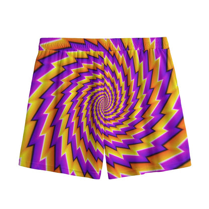 Yellow Twisted Moving Optical Illusion Mesh Shorts