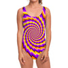 Yellow Twisted Moving Optical Illusion One Piece Swimsuit