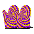 Yellow Twisted Moving Optical Illusion Oven Mitts
