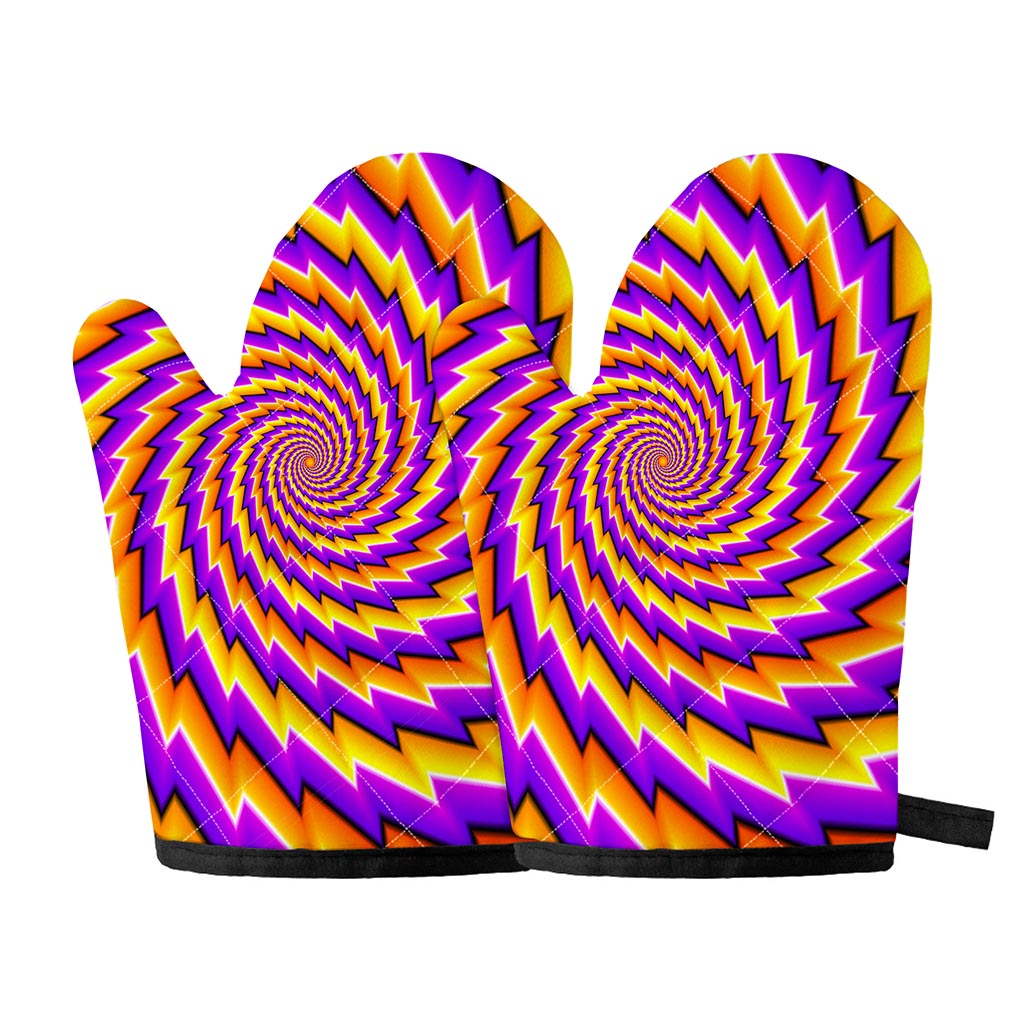 Yellow Twisted Moving Optical Illusion Oven Mitts