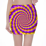 Yellow Twisted Moving Optical Illusion Pencil Mini Skirt