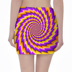 Yellow Twisted Moving Optical Illusion Pencil Mini Skirt