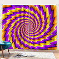 Yellow Twisted Moving Optical Illusion Pencil Pleat Curtains