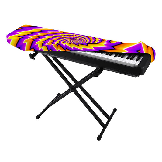 Yellow Twisted Moving Optical Illusion Piano Keyboard Cover