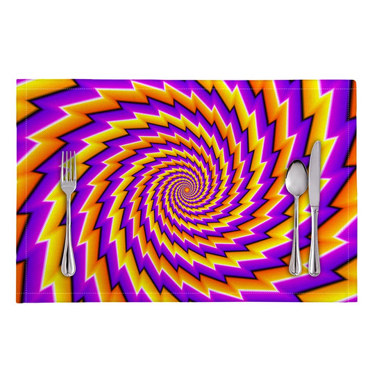 Yellow Twisted Moving Optical Illusion Placemat