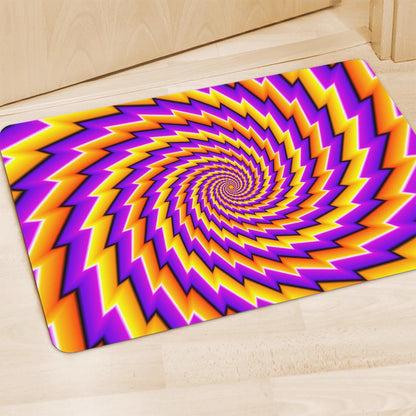 Yellow Twisted Moving Optical Illusion Polyester Doormat
