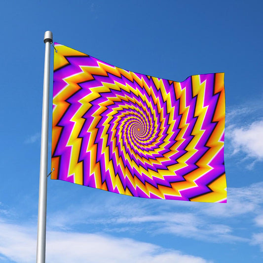 Yellow Twisted Moving Optical Illusion Polyester Flag