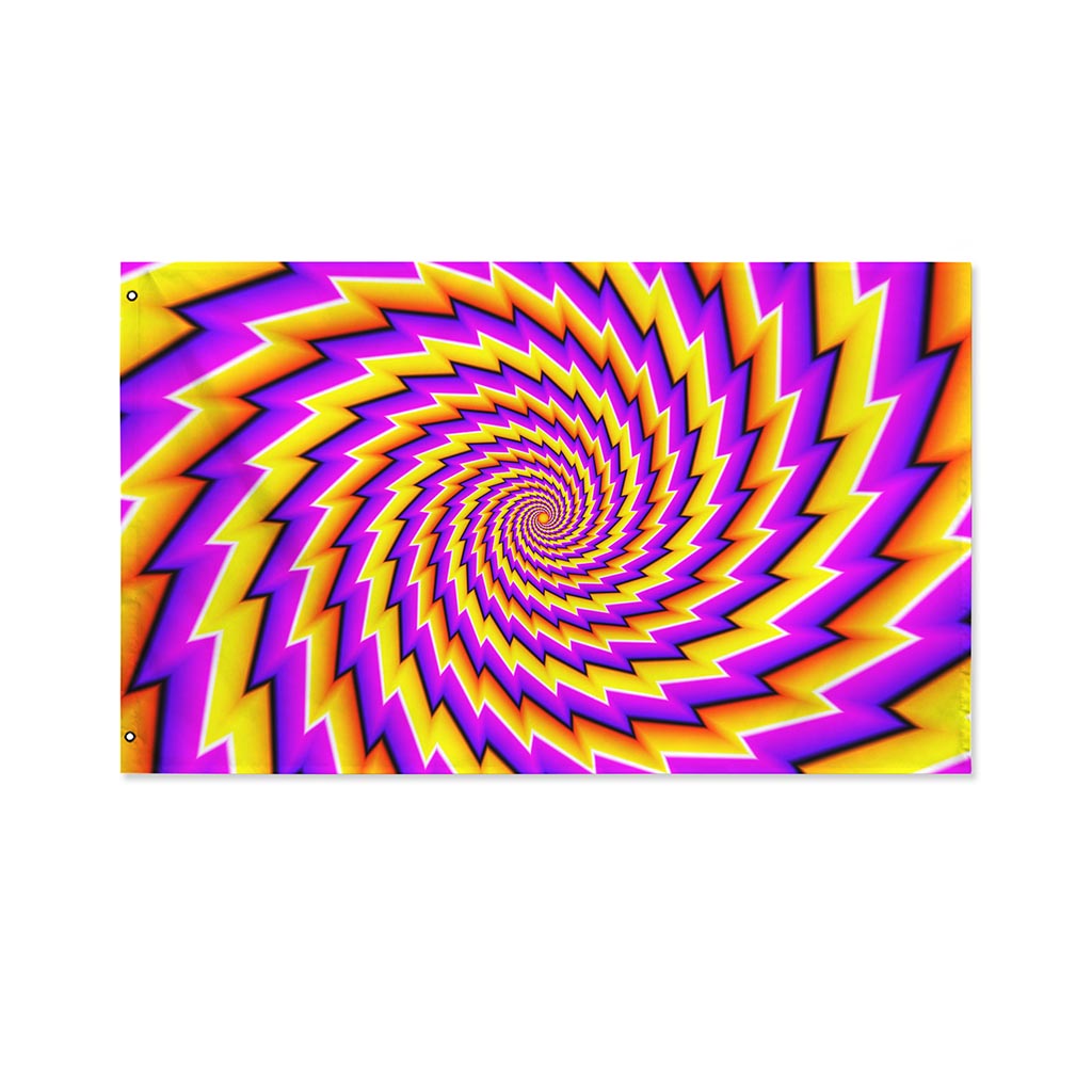 Yellow Twisted Moving Optical Illusion Polyester Flag