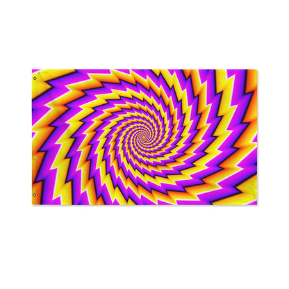 Yellow Twisted Moving Optical Illusion Polyester Flag