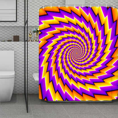 Yellow Twisted Moving Optical Illusion Polyester Shower Curtain