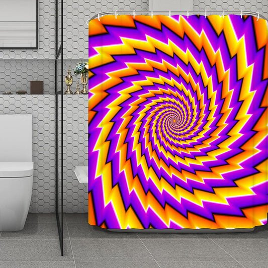 Yellow Twisted Moving Optical Illusion Polyester Shower Curtain