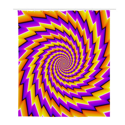 Yellow Twisted Moving Optical Illusion Polyester Shower Curtain