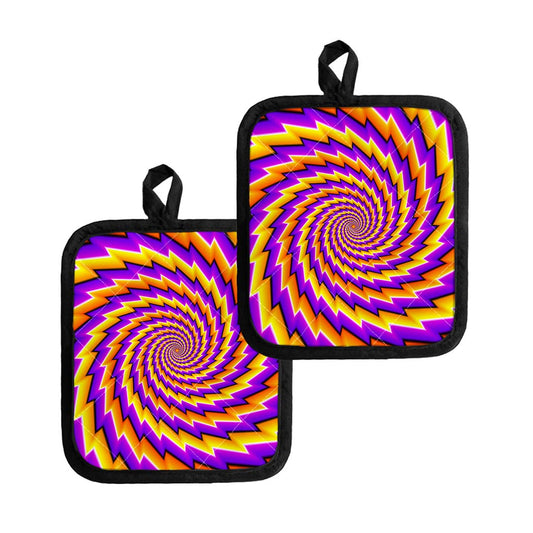 Yellow Twisted Moving Optical Illusion Pot Holders