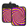Yellow Twisted Moving Optical Illusion Pot Holders With Pocket