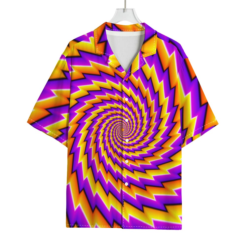 Yellow Twisted Moving Optical Illusion Rayon Hawaiian Shirt