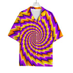 Yellow Twisted Moving Optical Illusion Rayon Hawaiian Shirt