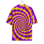 Yellow Twisted Moving Optical Illusion Rayon Hawaiian Shirt