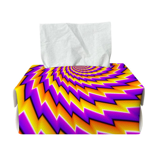 Yellow Twisted Moving Optical Illusion Rectangle Tissue Box Cover