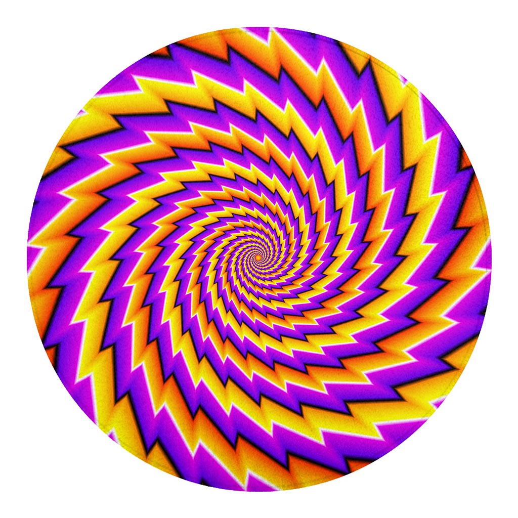 Yellow Twisted Moving Optical Illusion Round Blanket