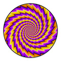 Yellow Twisted Moving Optical Illusion Round Floor Mat