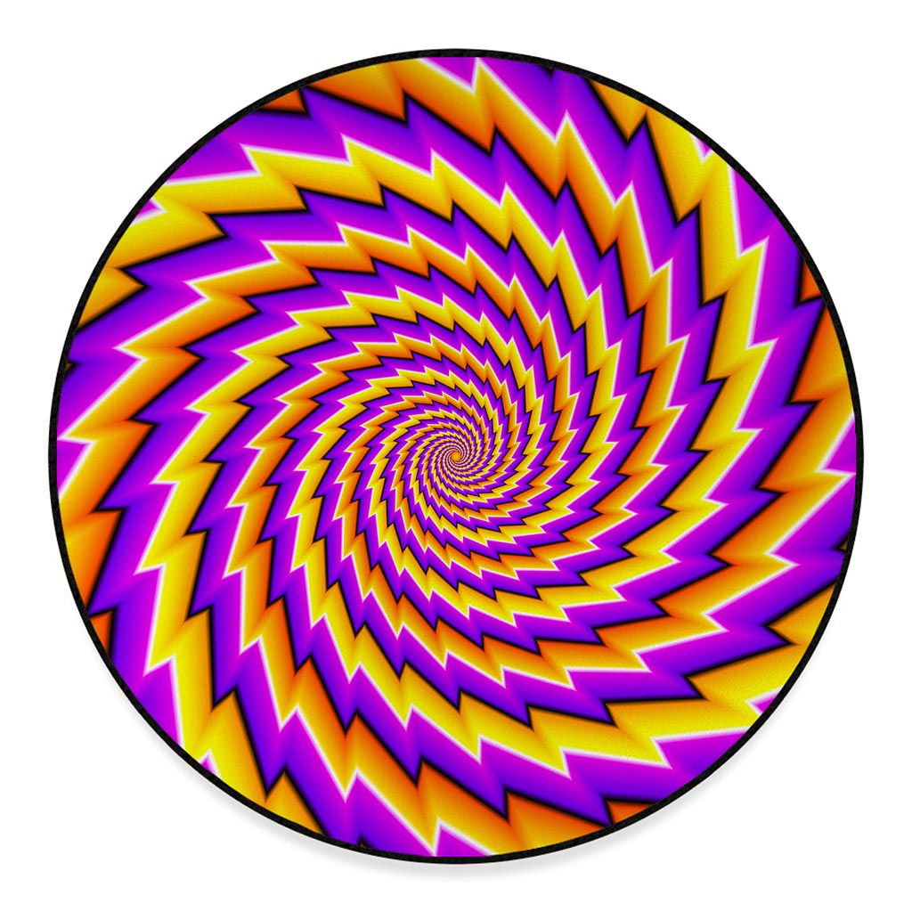 Yellow Twisted Moving Optical Illusion Round Floor Mat