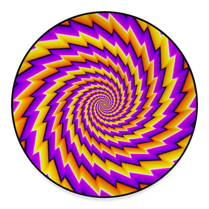 Yellow Twisted Moving Optical Illusion Round Floor Mat