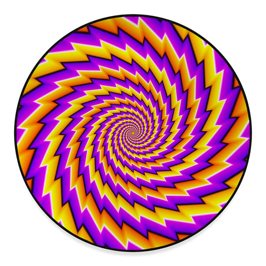 Yellow Twisted Moving Optical Illusion Round Floor Mat
