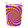 Yellow Twisted Moving Optical Illusion Round Laundry Basket