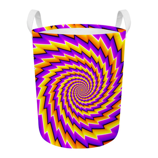 Yellow Twisted Moving Optical Illusion Round Laundry Basket