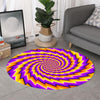 Yellow Twisted Moving Optical Illusion Round Rug