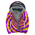 Yellow Twisted Moving Optical Illusion Sherpa Lined Zip Up Hoodie
