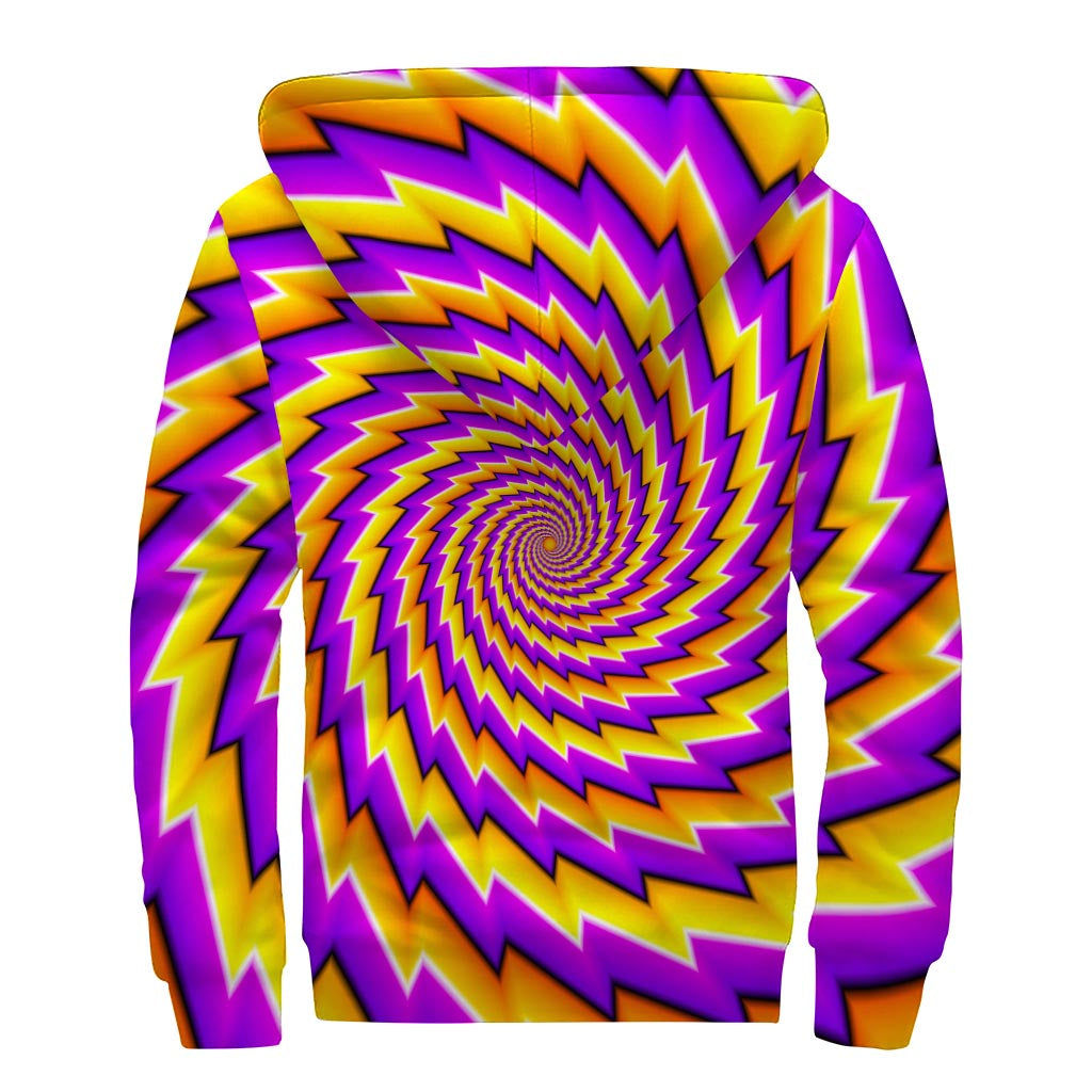 Yellow Twisted Moving Optical Illusion Sherpa Lined Zip Up Hoodie