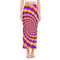 Yellow Twisted Moving Optical Illusion Side Slit Maxi Skirt