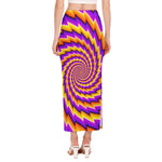 Yellow Twisted Moving Optical Illusion Side Slit Maxi Skirt