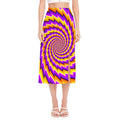 Yellow Twisted Moving Optical Illusion Side Slit Midi Skirt