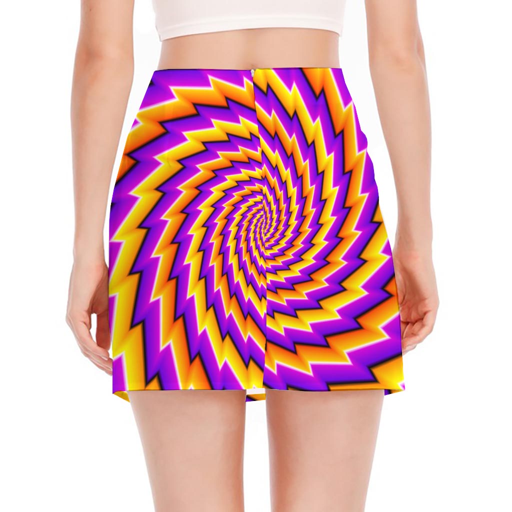 Yellow Twisted Moving Optical Illusion Side Slit Mini Skirt