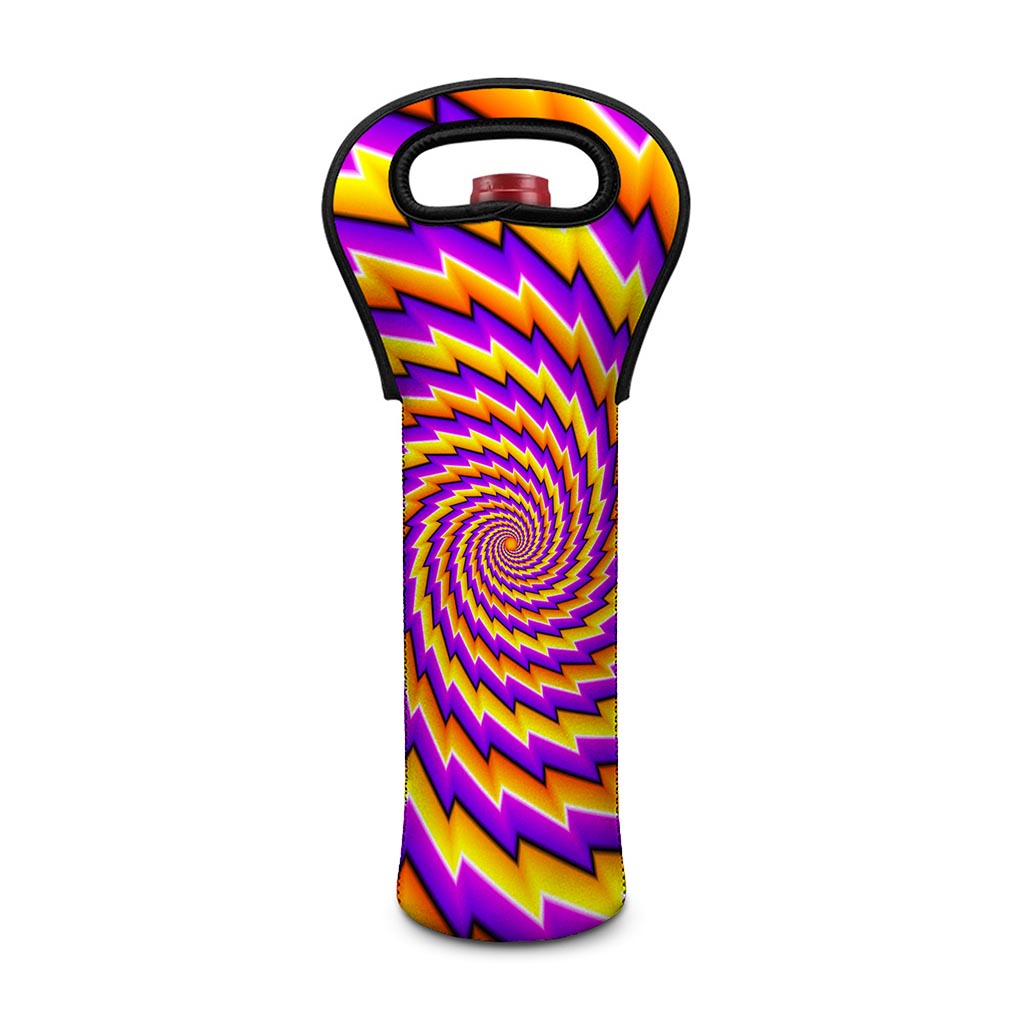 Yellow Twisted Moving Optical Illusion Single Neoprene Wine Tote