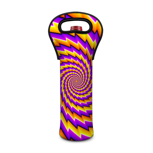 Yellow Twisted Moving Optical Illusion Single Neoprene Wine Tote