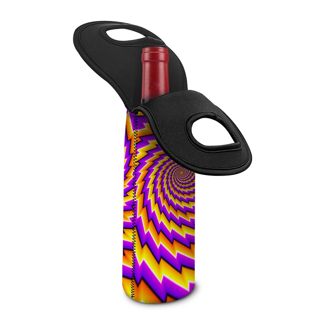 Yellow Twisted Moving Optical Illusion Single Neoprene Wine Tote