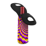 Yellow Twisted Moving Optical Illusion Single Neoprene Wine Tote